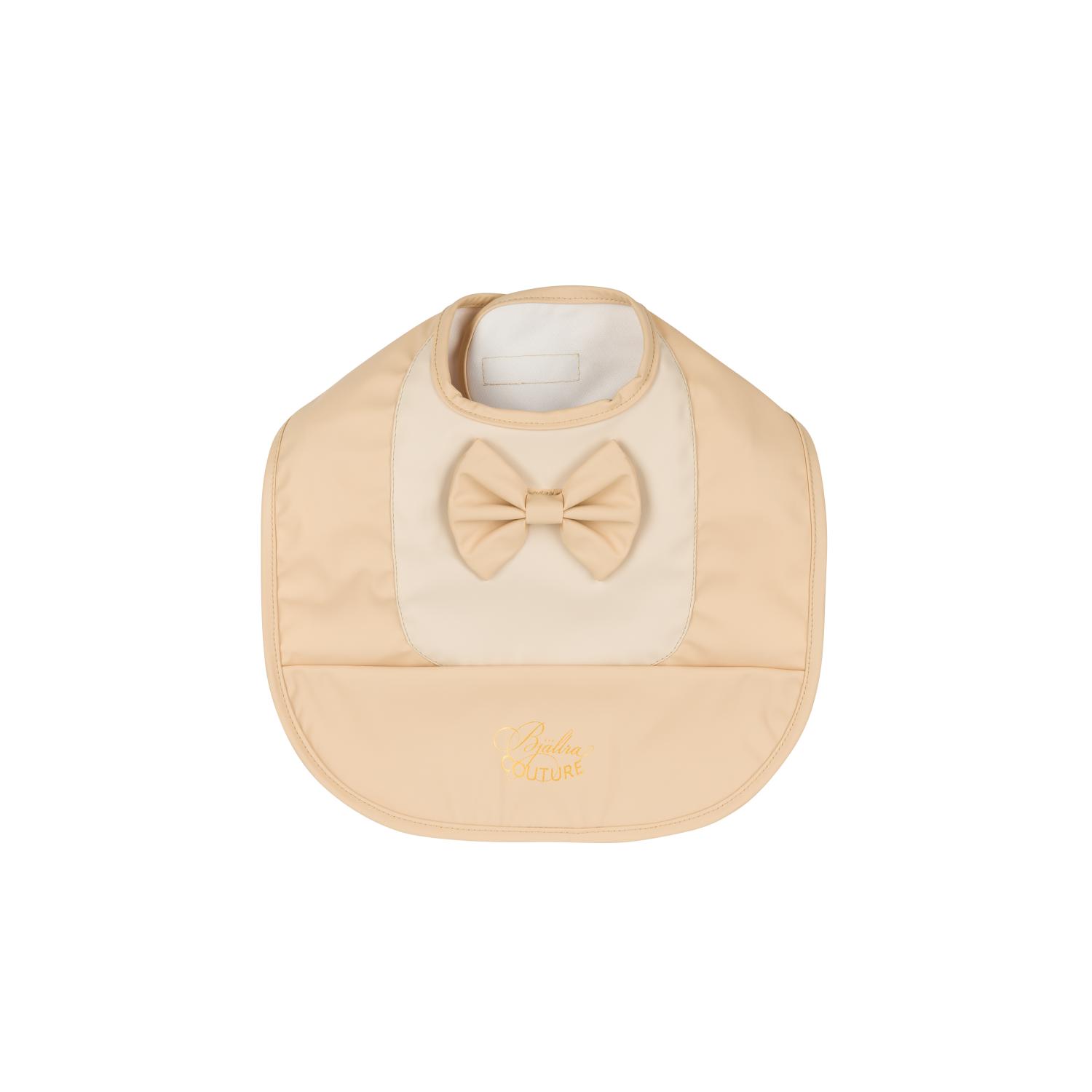 Baveta pentru bebelusi/copii, Bjallra of Sweden, Bow Beige