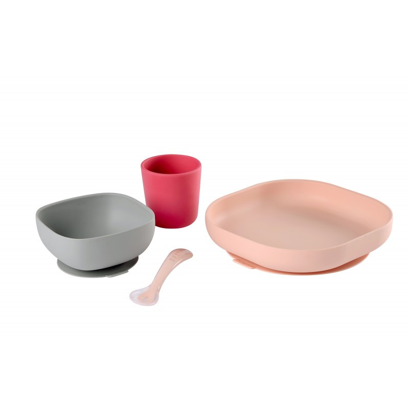 Set de masa silicon Beaba 4 piese Pink